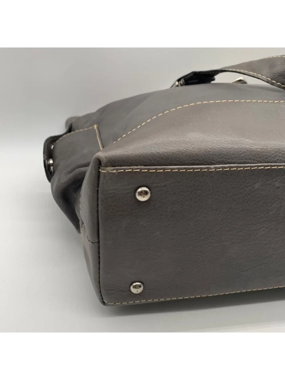 The Real McCoy Grey Pebbled Leather Western Style Tote Bag